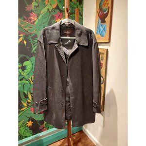 Black Brown 1826 Men's Wool Cashmere Mid Length Herringbone Overcoat Size XL